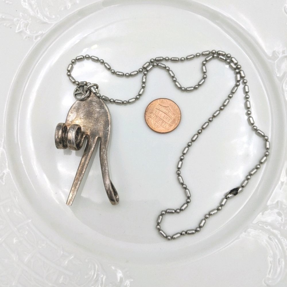Peace Sign Silver Plate Fork Artisan Necklace